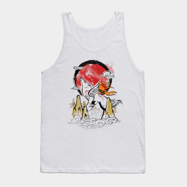 Okami Japanese Ink - Beautiful Spirit Wolf - Video Game Tank Top by BlancaVidal